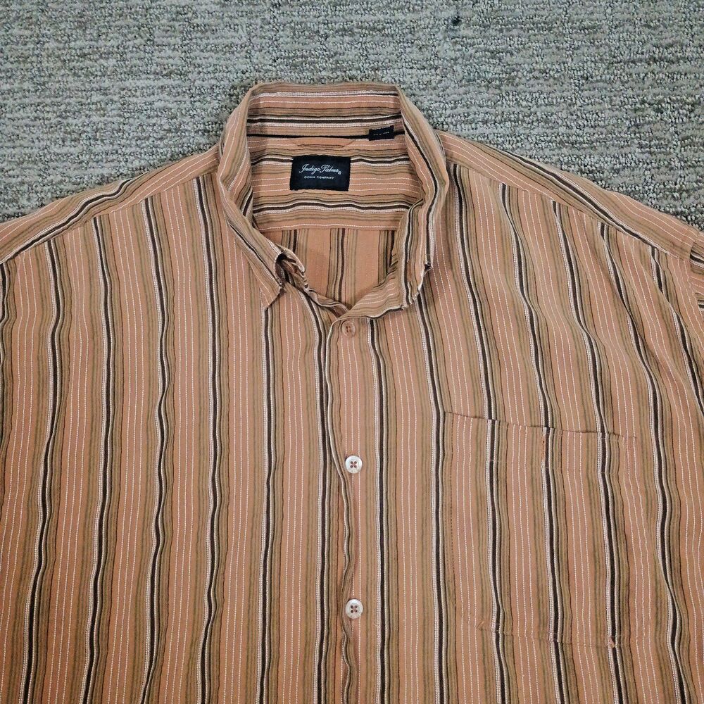 Tommy Bahama's Indigo Palms Shirt XXL Vertical Stripes Bohemian Free-Spirt
